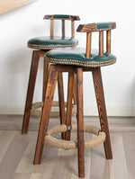 Wood Counter Stool with Swivel Set of 2 - nalupatio