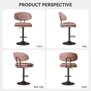 Nalupatio Modern Bar Stools Set of 2, Ergonomic Double-Layer Upholstered Bar Stools with Back, Adjustable Swivel Barstools for Kitchen Island, Drak Grey