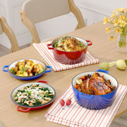 Hawsaiy 2-in-1 Cast Iron Dutch Oven Pot, Enameled Pots with Lid for Bread Baking, Cooking, Stewing, Heavy-Duty & Nonstick, Oven Safe up to 500°F, Dual Handles, Works on All Stovetops