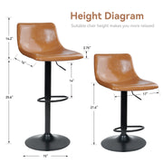Nalupatio Bar Stools Set of 2/4, Adjustable Bar Stools with Back, Modern PU Leather Swivel Height Adjustable Stool Chair for Home Kitchen Island