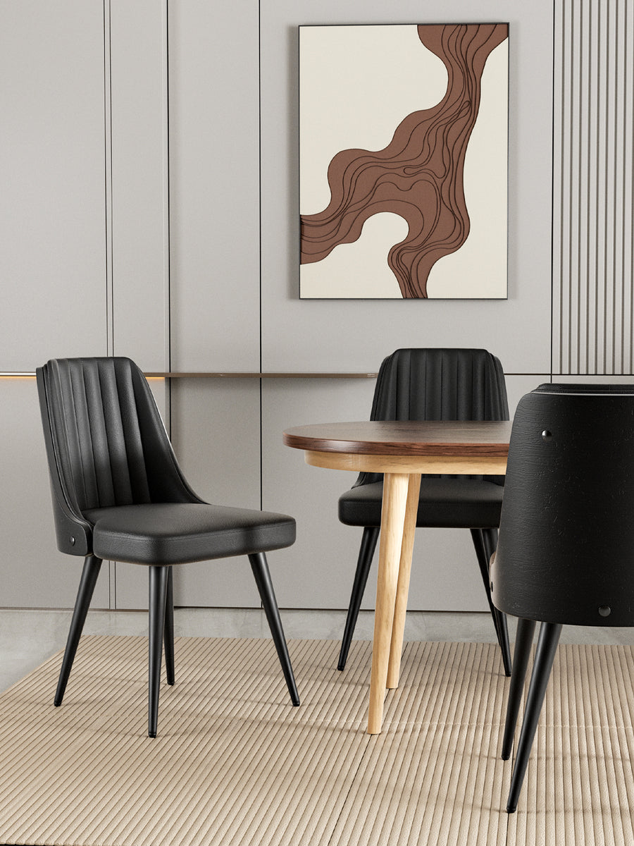 Modern Dining Chair with Curved Wooden Backrest, Set of 2 – nalupatio