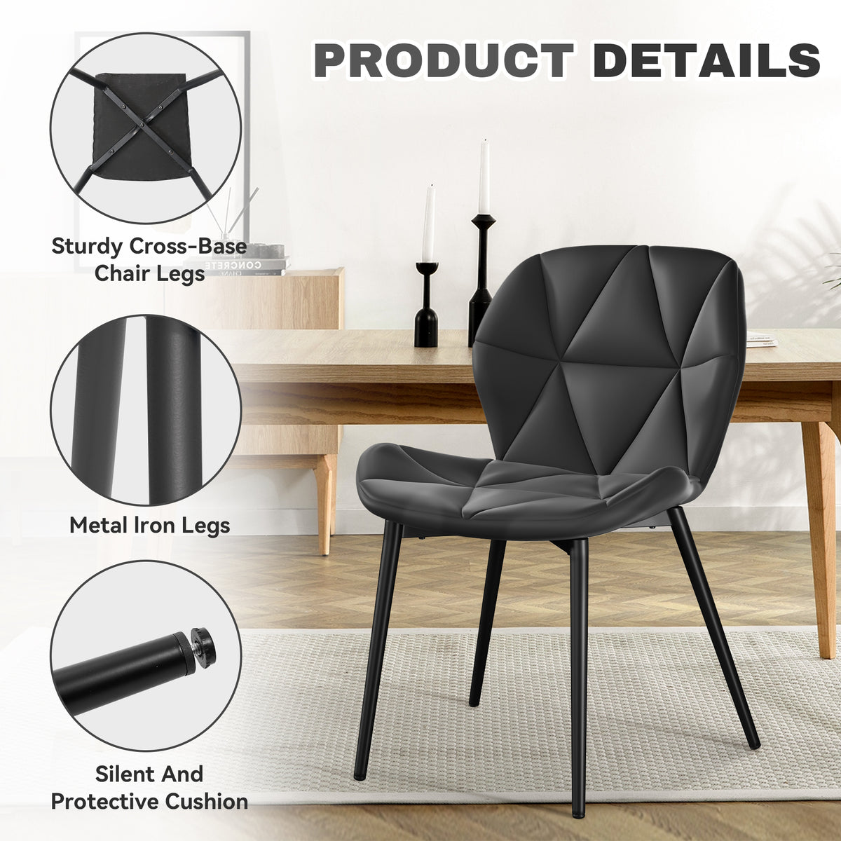 Hawsaiy Modern Ergonomic Dining Chair Set of 2 with Metal Legs – nalupatio