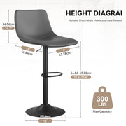 Nalupatio Bar Stools Set of 2/4, Adjustable Bar Stools with Back, Modern PU Leather Swivel Height Adjustable Stool Chair for Home Kitchen Island