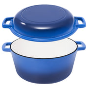 Hawsaiy 2-in-1 Cast Iron Dutch Oven Pot, Enameled Pots with Lid for Bread Baking, Cooking, Stewing, Heavy-Duty & Nonstick, Oven Safe up to 500°F, Dual Handles, Works on All Stovetops
