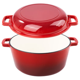 Kerilyn 2-in-1 Heavy-Duty Cast Iron Dutch Oven Pot - Kitchen & Dining Essential for Bread Baking, Cooking, Stewing - Nonstick, Oven Safe Up to 500°F, Dual Handles, Works on All Stovetops, Easy Cleaning, Durable Construction enamel cast iron Enamel