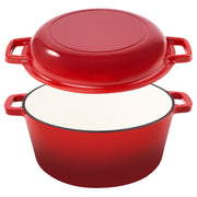 Hawsaiy 2-in-1 Cast Iron Dutch Oven Pot, Enameled Pots with Lid for Bread Baking, Cooking, Stewing, Heavy-Duty & Nonstick, Oven Safe up to 500°F, Dual Handles, Works on All Stovetops