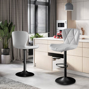 Nalupatio Modern Bar Stools Set of 2, Adjustable Faux Leather Upholstered Swivel Bar Stools, Counter Height Bar Chairs with Back for Kitchen Island, Black