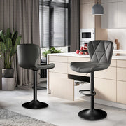 Nalupatio Modern Bar Stools Set of 2, Adjustable Faux Leather Upholstered Swivel Bar Stools, Counter Height Bar Chairs with Back for Kitchen Island, Black