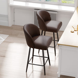 Nalupatio Counter Height Bar Stools Set of 2,360° Swivel Barstools with High Back and Metal Legs,26