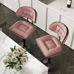Nalupatio Modern Bar Stools Set of 2, Ergonomic Double-Layer Upholstered Bar Stools with Back, Adjustable Swivel Barstools for Kitchen Island, Drak Grey