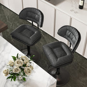 Nalupatio Modern Bar Stools Set of 2, Ergonomic Double-Layer Upholstered Bar Stools with Back, Adjustable Swivel Barstools for Kitchen Island, Drak Grey