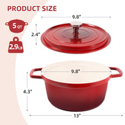 Hawsaiy 5 Qt Dutch Oven Pot with Lid,Nonstick Enameled Dutch Oven for Stews,Soups,Baking