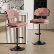 Nalupatio Modern Bar Stools Set of 2, Ergonomic Double-Layer Upholstered Bar Stools with Back, Adjustable Swivel Barstools for Kitchen Island, Drak Grey