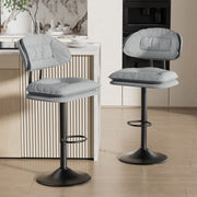 Nalupatio Modern Bar Stools Set of 2, Ergonomic Double-Layer Upholstered Bar Stools with Back, Adjustable Swivel Barstools for Kitchen Island, Drak Grey