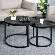 Hawsaiy 2-in-1 Nesting Coffee Table Set,Vintage Round Tea Table with Adjustable Foot Pads