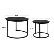 Hawsaiy 2-in-1 Nesting Coffee Table Set,Vintage Round Tea Table with Adjustable Foot Pads