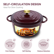 Hawsaiy 6QT Enameled Cast Iron Dutch Oven, Non-Stick, Dual Handles, with Lid for Baking & Cooking