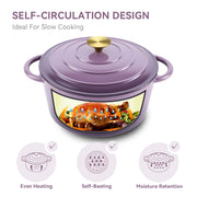 Hawsaiy 6QT Enameled Cast Iron Dutch Oven, Non-Stick, Dual Handles, with Lid for Baking & Cooking