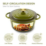 Hawsaiy 6QT Enameled Cast Iron Dutch Oven, Non-Stick, Dual Handles, with Lid for Baking & Cooking