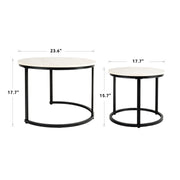 Hawsaiy 2-in-1 Nesting Coffee Table Set,Vintage Round Tea Table with Adjustable Foot Pads