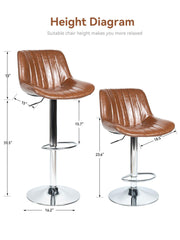 Adjustable Leather Counter Chairs Set of 2 - nalupatio