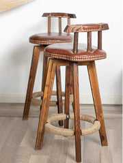 Wood Counter Stool with Swivel Set of 2 - nalupatio