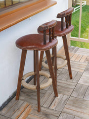 Wood Counter Stool with Swivel Set of 2 - nalupatio