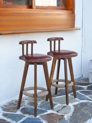 Wood Counter Stool with Swivel Set of 2 - nalupatio