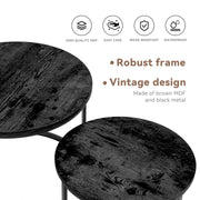 Hawsaiy 2-in-1 Nesting Coffee Table Set,Vintage Round Tea Table with Adjustable Foot Pads