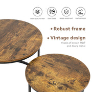 Hawsaiy 2-in-1 Nesting Coffee Table Set,Vintage Round Tea Table with Adjustable Foot Pads