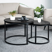 Hawsaiy 2-in-1 Nesting Coffee Table Set,Vintage Round Tea Table with Adjustable Foot Pads