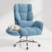 Hawsaiy Big and Tall Office Chair, Flip Armrests with Side Pockets, Comfy Criss Cross Office Chair with Extra-Wide Plush Seat, 150° Reclining Executive Office Chair, Chenille Upholstery