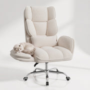 Hawsaiy Big and Tall Office Chair, Flip Armrests with Side Pockets, Comfy Criss Cross Office Chair with Extra-Wide Plush Seat, 150° Reclining Executive Office Chair, Chenille Upholstery