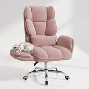 Hawsaiy Big and Tall Office Chair, Flip Armrests with Side Pockets, Comfy Criss Cross Office Chair with Extra-Wide Plush Seat, 150° Reclining Executive Office Chair, Chenille Upholstery