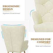 Nalupatio Mid Century Modern Velvet Accent Chair, Tufted Button Wingback Chair, Upholstered Armchair with Metal Legs, High Back Side Chair for Living Room Bedroom, Grey