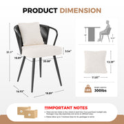 Hawsaiy Rattan Dining Chairs Set of 2, Upholstered Cane Back Kitchen Chairs with Metal Legs & Throw Pillow, Mid Century Modern Farmhouse Dining Room Chairs