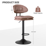 Nalupatio Modern Bar Stools Set of 2, Ergonomic Double-Layer Upholstered Bar Stools with Back, Adjustable Swivel Barstools for Kitchen Island, Drak Grey