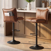 Hawsaiy Bar Stools Set of 2/3/4, Adjustable Swivel Bar Chairs with Thick Padded Seat, Faux Leather Upholstered Counter Height Bar Stools with Storage Pocket for Kitchen Island