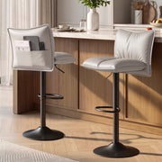 Hawsaiy Bar Stools Set of 2/3/4, Adjustable Swivel Bar Chairs with Thick Padded Seat, Faux Leather Upholstered Counter Height Bar Stools with Storage Pocket for Kitchen Island