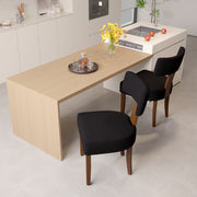 Hawsaiy Upholstered Dining Chairs Set of 2, Mid Century Modern Dining Room Chairs Kitchen Chairs Linen Fabric and Curved Backrest