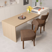 Hawsaiy Upholstered Dining Chairs Set of 2, Mid Century Modern Dining Room Chairs Kitchen Chairs Linen Fabric and Curved Backrest