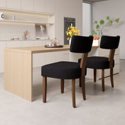 Hawsaiy Upholstered Dining Chairs Set of 2, Mid Century Modern Dining Room Chairs Kitchen Chairs Linen Fabric and Curved Backrest