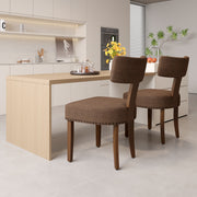 Hawsaiy Upholstered Dining Chairs Set of 2, Mid Century Modern Dining Room Chairs Kitchen Chairs Linen Fabric and Curved Backrest