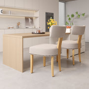 Hawsaiy Upholstered Dining Chairs Set of 2, Mid Century Modern Dining Room Chairs Kitchen Chairs Linen Fabric and Curved Backrest