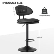 Nalupatio Modern Bar Stools Set of 2, Ergonomic Double-Layer Upholstered Bar Stools with Back, Adjustable Swivel Barstools for Kitchen Island, Drak Grey