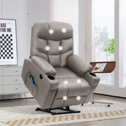 Hawsaiy PU Leather Power Lift Recliner with Massage and Heat for Elderly, Comfy Ergonomic Lounge Sofa Chair with Remote Control, 2 Cup Holders and Side Pockets