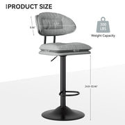 Nalupatio Modern Bar Stools Set of 2, Ergonomic Double-Layer Upholstered Bar Stools with Back, Adjustable Swivel Barstools for Kitchen Island, Drak Grey