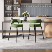 Hawsaiy Counter Height Bar Stools Set of 2, Pelletized Velvet Upholstered Modern Counter Stool,Low Back Barstools, Velvet Bar Chairs with Metal Legs,Beige