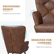 Nalupatio Mid Century Modern Velvet Accent Chair, Tufted Button Wingback Chair, Upholstered Armchair with Metal Legs, High Back Side Chair for Living Room Bedroom, Grey