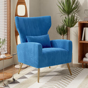 Hawsaiy Mid Century Modern Velvet Accent Chair Set of 1/2, High Back Armchair with Metal Legs, Upholstered Comfy Chair for Living Room and Bedroom